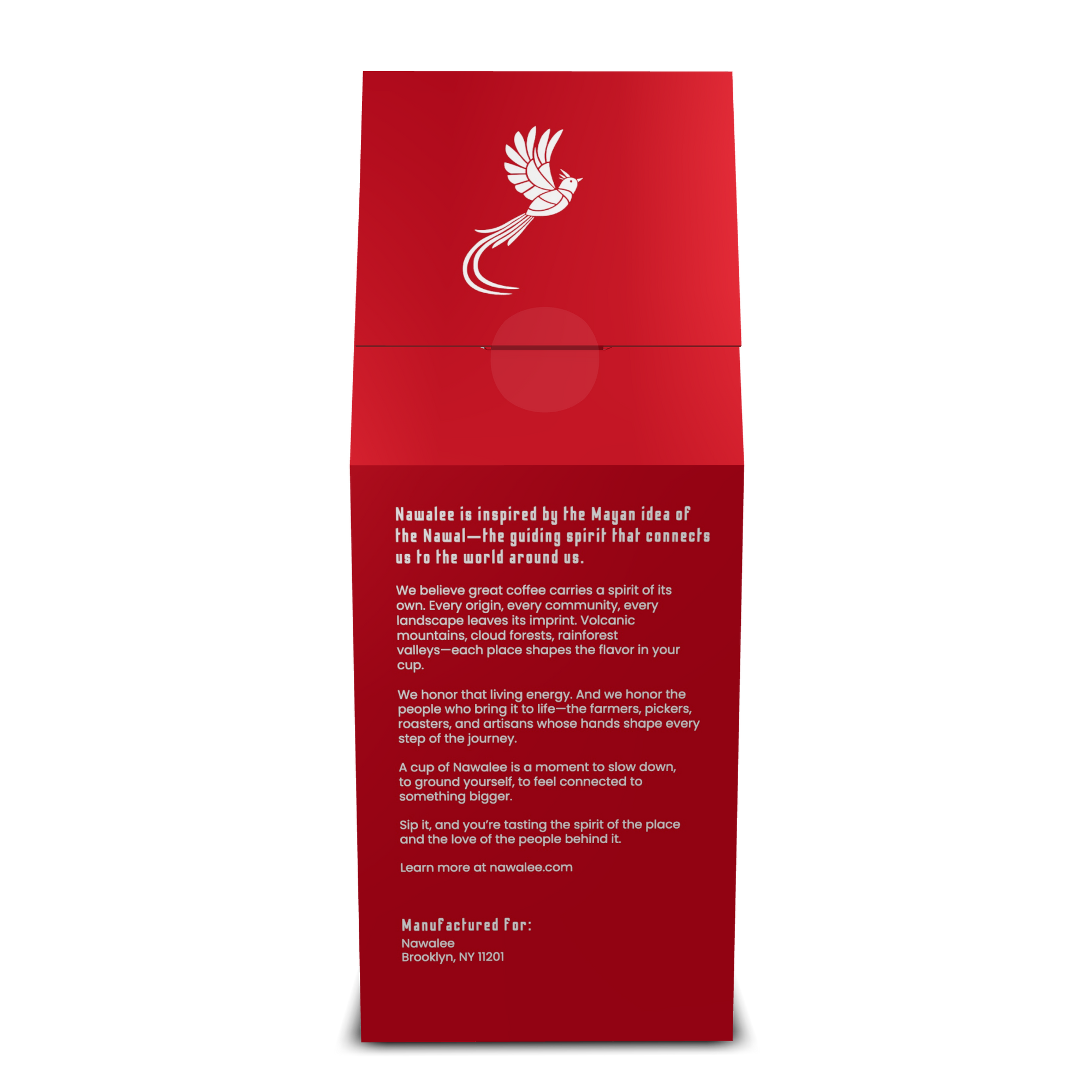 Back view of 12 oz bag of Kindred Spirit. Best Medium Roast Coffee Beans with Cozy Sweetness & Balanced Flavor, Available Ground or Whole Bean | Nawalee Coffee